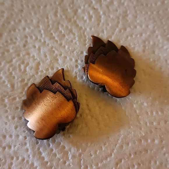 Vintage Copper leaf dangle/ brooch &‎ earrings - Picture 5 of 11